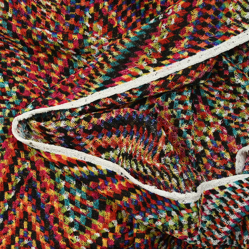 Maille crochet imprimée arlequin zigzag multicolore