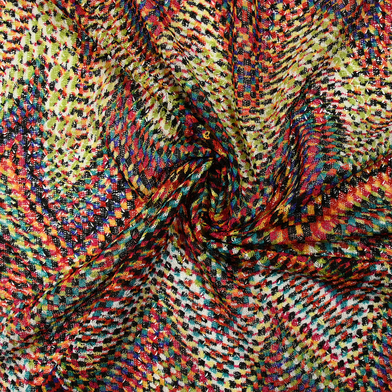 Maille crochet imprimée arlequin zigzag multicolore