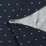 Jersey de coton imprimé ombre de pois fond bleu nuit