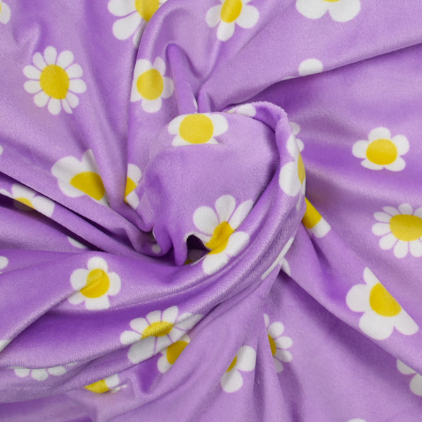 Velvet jersey nicky print marguerite purple background