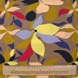 Crépon de viscose imprimé palette florale fond marron