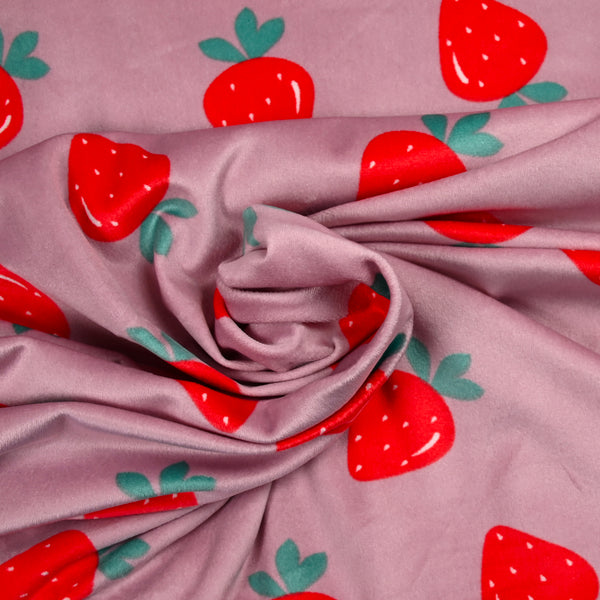 Velvet jersey nicky prints strawberry old pink background