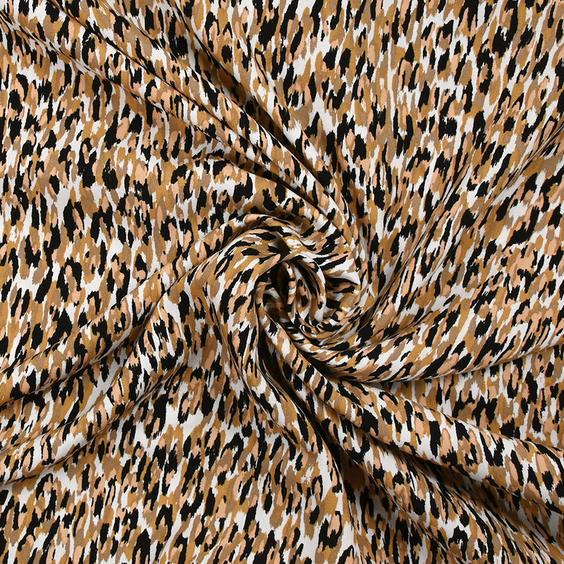 Viscose imprimée terrazzo marron, beige et noir