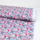 Coton imprimé Matilde fleurs fuchsia et canard au mètre