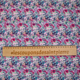 Coton imprimé Matilde fleurs fuchsia et canard au mètre