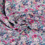 Coton imprimé Matilde fleurs fuchsia et canard au mètre