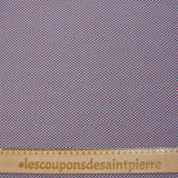 Jersey de coton imprimé pois rouge encerclé marine fond blanc