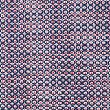 Jersey de coton imprimé pois rouge encerclé marine fond blanc