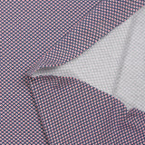 Jersey de coton imprimé pois rouge encerclé marine fond blanc