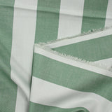 Coton tissé-teint rayé vert et gris clair