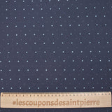 Jersey de coton imprimé anneaux et pois fond bleu foncé