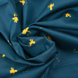 Cotton printed Woodstock yellow navy background