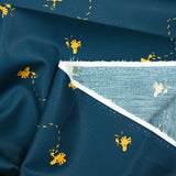 Cotton printed Woodstock yellow navy background
