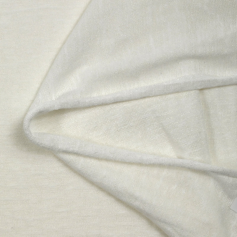 Jersey de polyviscose flammé fin blanc cassé