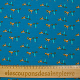 Jersey de coton imprimé cocktail fond turquoise