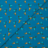 Jersey de coton imprimé cocktail fond turquoise