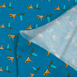 Jersey de coton imprimé cocktail fond turquoise