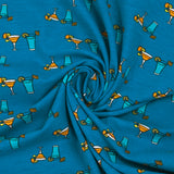 Jersey de coton imprimé cocktail fond turquoise