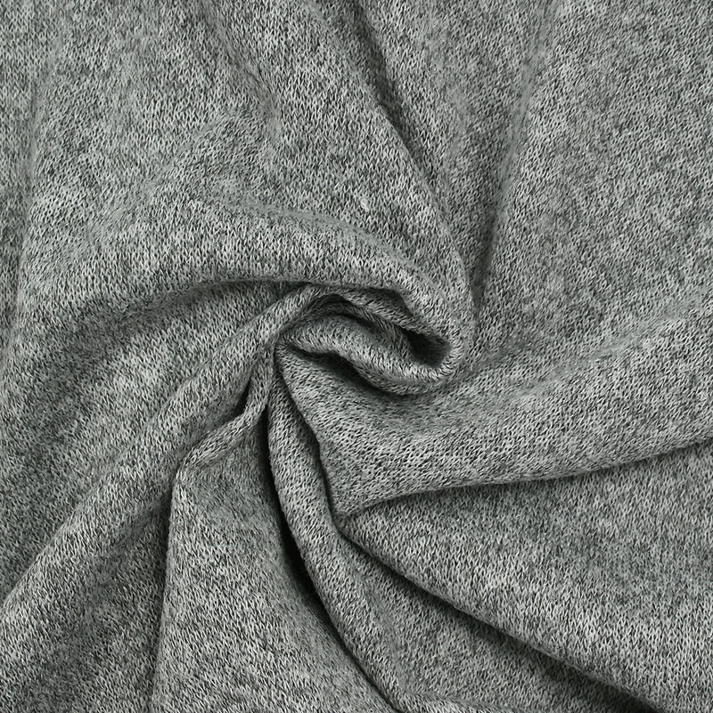 Maille polyester chinée gris clair