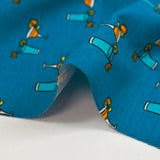 Jersey de coton imprimé cocktail fond turquoise