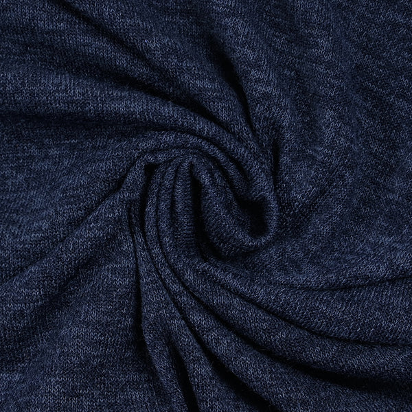 Maille polyester chinée bleu foncé