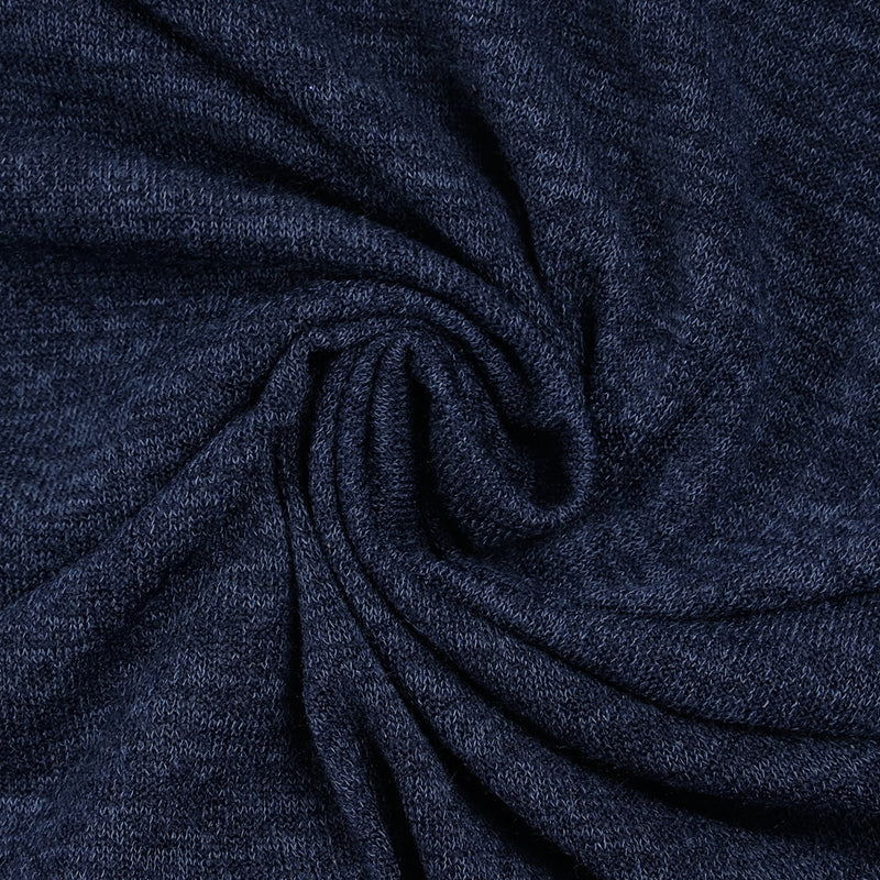 Maille polyester chinée bleu foncé