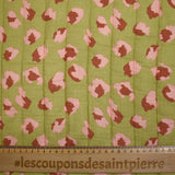 Double gaze matelassée double face Bangkok fond blanc et vert au mètre