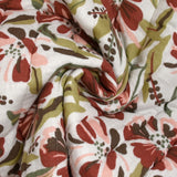 Double gaze matelassée double face Bangkok fond blanc et vert au mètre