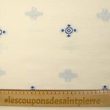 Coton tissé-teint jacquard Mirza bleu fond écru