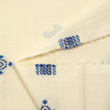 Coton tissé-teint jacquard Mirza bleu fond écru