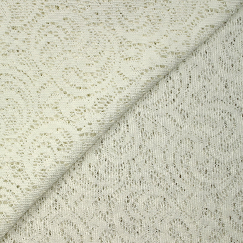 Maille dentelle ajourée cachemire blanc cassé
