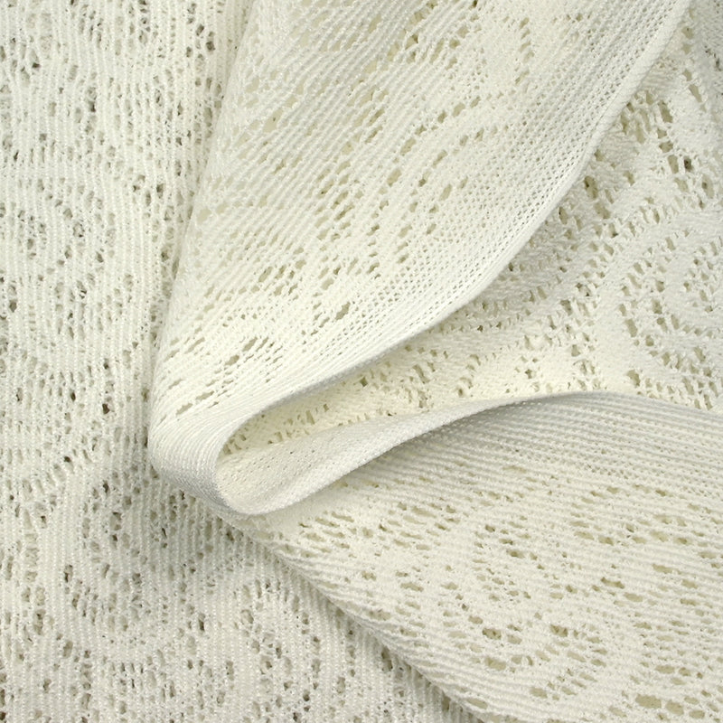Maille dentelle ajourée cachemire blanc cassé