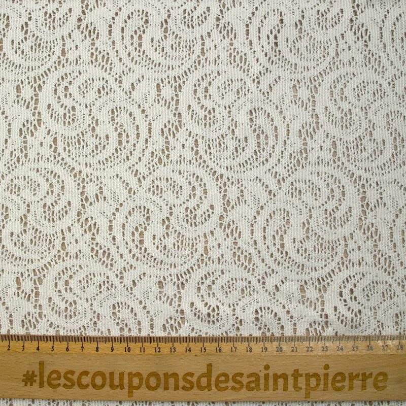 Maille dentelle ajourée cachemire blanc cassé