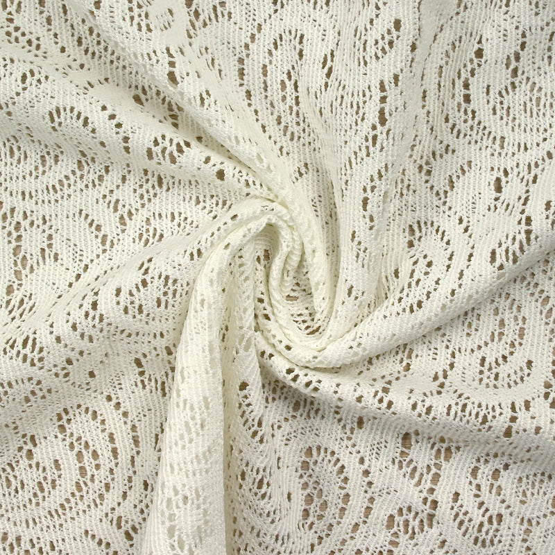 Maille dentelle ajourée cachemire blanc cassé