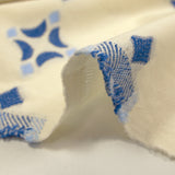 Coton tissé-teint jacquard Sorelle bleu fond écru