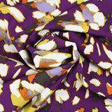Viscose Crêpe Printed Painting Purple Background