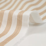 Coton imprimé rayure beige et blanc