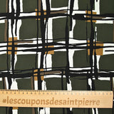 Crêpe viscose imprimé à carreaux fond kaki