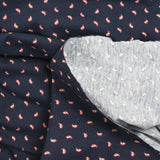 Jersey de coton imprimé bulle marron à pois fond marine