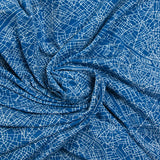 Blue background map printed cotton jersey