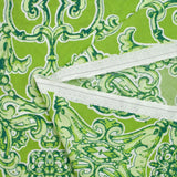 Voile de coton imprimé baroque fond vert anis