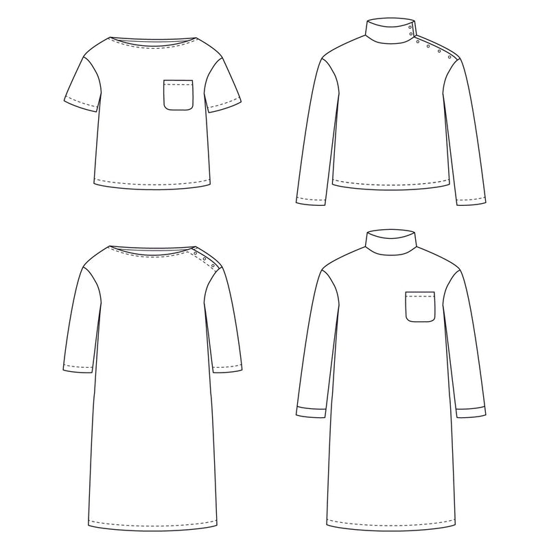 Woman sewing pattern Quiberon T-shirt and dress