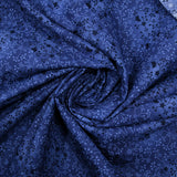 Popeline de coton imprimée jardin fleuri fond bleu marine