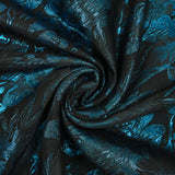 Brocart lamé bleu azur jardin de fleurs fond noir