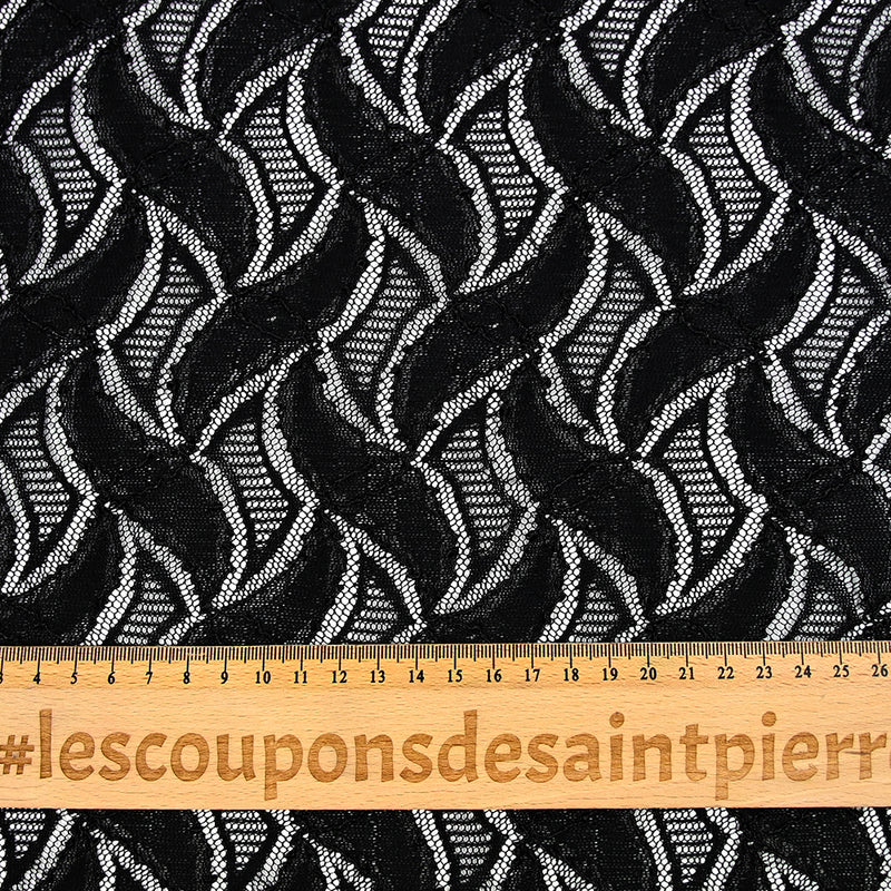Maille dentelle ajourée feuillage noire