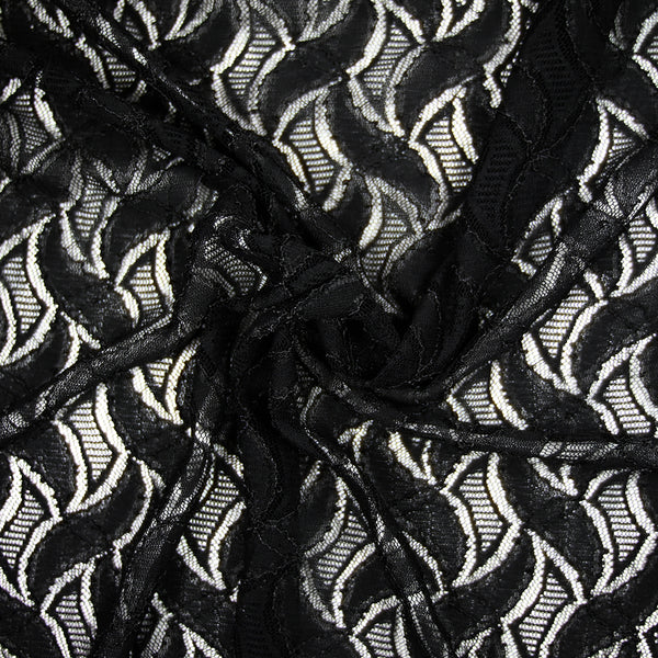 Maille dentelle ajourée feuillage noire