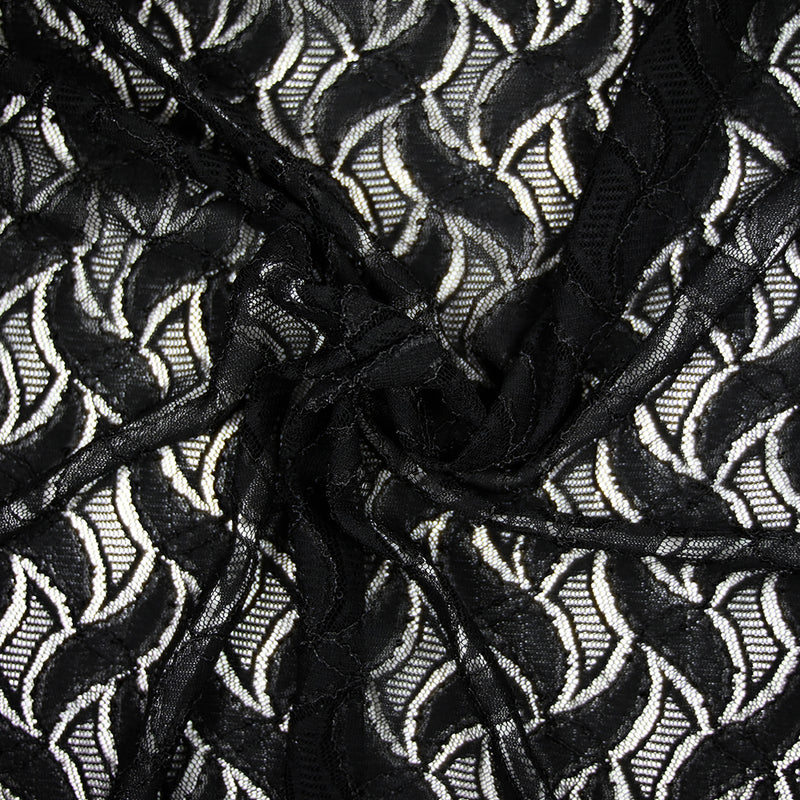 Maille dentelle ajourée feuillage noire