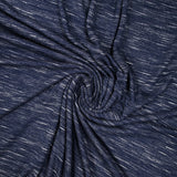 Jersey de polyester flammé blanc fond bleu marine
