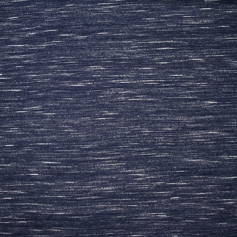 Jersey de polyester flammé blanc fond bleu marine