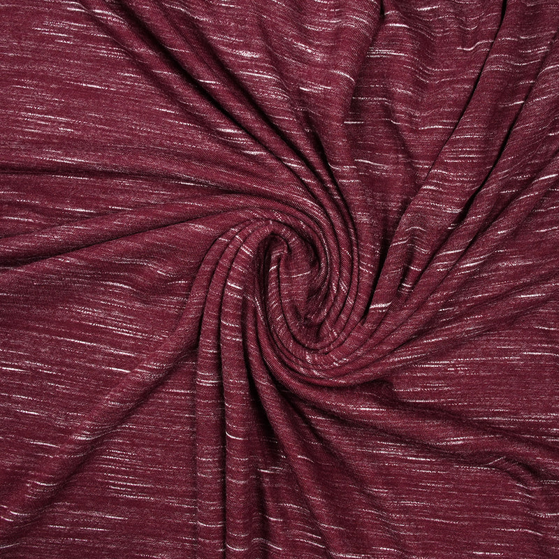 Jersey de polyester flammé blanc fond rouge grenat